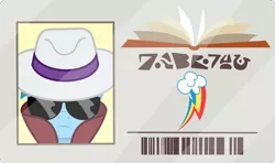 Size: 2600x1538 | Tagged: safe, artist:phucknuckl, derpibooru import, rainbow dash, pony, the point of no return, disguise, hat, inkscape, library card, simple background, sunglasses, transparent background, vector