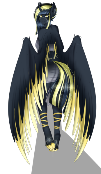 Size: 3294x5700 | Tagged: safe, artist:cannoncar, derpibooru import, oc, oc:astral umbra, unofficial characters only, alicorn, pony, alicorn oc, colored wings, commission, female, horn, multicolored hair, multicolored wings, solo, wings