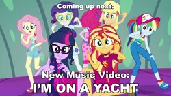 Size: 1920x1080 | Tagged: safe, derpibooru import, edit, editor:sonic ranger, applejack, fluttershy, pinkie pie, rainbow dash, rarity, sci-twi, sunset shimmer, twilight sparkle, equestria girls, equestria girls series, i'm on a yacht, spoiler:eqg series (season 2), humane five, humane seven, humane six, music video, pi sign