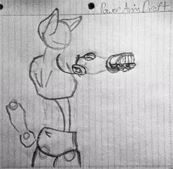 Size: 1052x1032 | Tagged: amputee, anthro, artist:fanliterature101, base, derpibooru import, lined paper, oc, prosthetic limb, prosthetics, robot arms, rough draft, safe, sketch, solo, traditional art, unofficial characters only