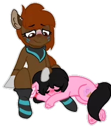 Size: 532x606 | Tagged: safe, artist:moonlightdisney5, derpibooru import, oc, oc:maple festival, oc:moonlight, pony, blushing, clothes, female, freckles, lesbian, purring, ship:maplelight, sleeping on lap, socks