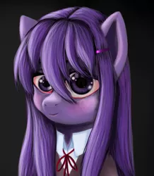 Size: 895x1028 | Tagged: semi-grimdark, artist:unoriginai, derpibooru import, pony, spoiler:doki doki literature club, creepy, creepy eyes, creepy smile, doki doki literature club, ibispaint x, looking at you, smiling, spoilers for another series, staring into your soul, uncanny valley, yuri (ddlc)