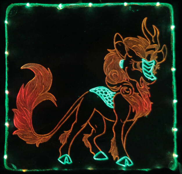 Size: 914x875 | Tagged: acrylic plastic, acrylight, artist:irfp250n, artist:sunny way, autumn blaze, craft, derpibooru import, engraving, female, kirin, led, mare, rcf community, safe, solo