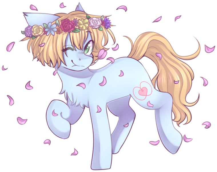 Size: 1024x810 | Tagged: safe, artist:shiromidorii, derpibooru import, oc, oc:shiro, earth pony, pony, floral head wreath, flower, male, simple background, solo, stallion, transparent background