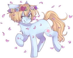 Size: 1024x810 | Tagged: safe, artist:shiromidorii, derpibooru import, oc, oc:shiro, earth pony, pony, floral head wreath, flower, male, simple background, solo, stallion, transparent background