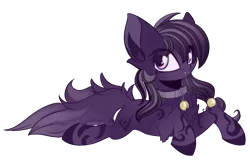 Size: 2857x1828 | Tagged: safe, artist:hagallaz, derpibooru import, oc, unofficial characters only, pony, bell, bell collar, collar, fangs, simple background, solo, transparent background, two tails