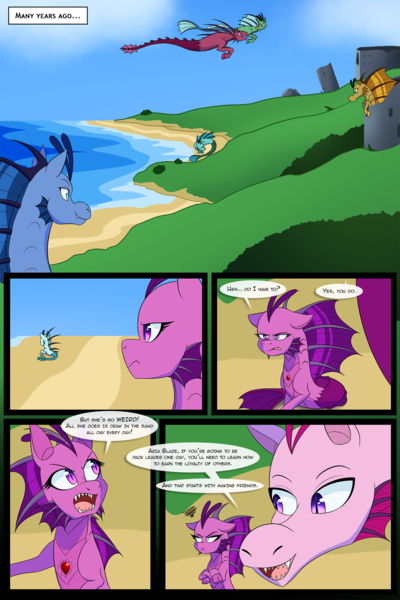 Size: 1280x1920 | Tagged: angry, aria blaze, artist:jase1505, comic, comic:another time another place, derpibooru import, flashback, flying, gem, grumpy, island, oc, oc:chorale glow, ruins, safe, series:dusk oceanos, siren, siren gem, sleeping, smiling, sonata dusk, younger