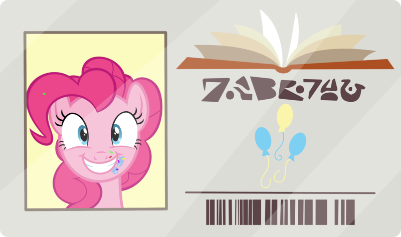 Size: 2600x1538 | Tagged: artist:phucknuckl, derpibooru import, food, frosting, inkscape, library card, pinkie pie, safe, sprinkles, the point of no return, vector