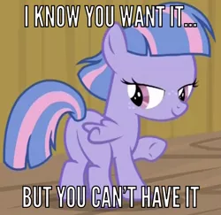 Size: 834x812 | Tagged: safe, derpibooru import, edit, edited screencap, screencap, wind sprint, pegasus, pony, common ground, season 9, spoiler:s09, bedroom eyes, butt, caption, cropped, female, filly, foal, freckles, image macro, implied foalcon, looking at you, looking back, looking back at you, plot, raised hoof, seductive, seductive look, seductive pose, smiling, solo, text, this will not end well