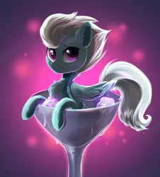 Size: 1280x1413 | Tagged: safe, artist:kebchach, derpibooru import, fleetfoot, pegasus, pony, abstract background, chest fluff, cup, cup of pony, cute, diafleetes, drink, female, fluffy, glass, ice, looking at you, mare, micro, smiling, solo