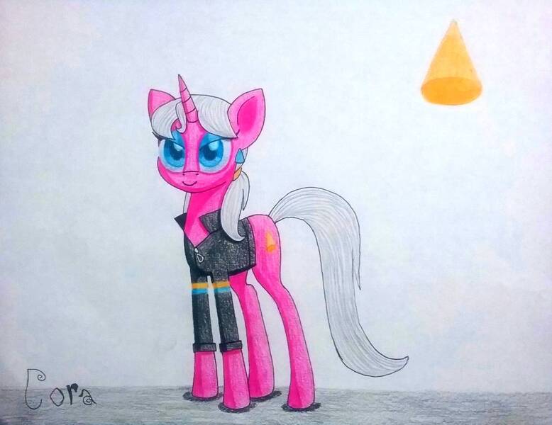 Size: 1157x892 | Tagged: safe, artist:dialysis2day, derpibooru import, oc, oc:cora, pony, unicorn, clothes, female, jacket, mare, solo, traditional art