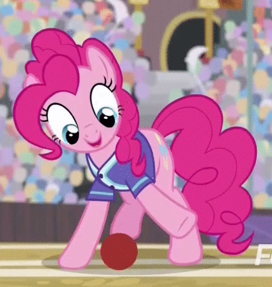 Size: 540x570 | Tagged: safe, derpibooru import, screencap, pinkie pie, earth pony, pony, common ground, animated, buckball, buckball uniform, clothes, cute, diapinkes, female, mare, pinkie being pinkie, playful, ponk, solo