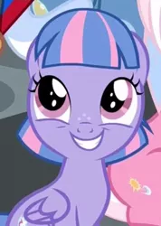 Size: 443x622 | Tagged: safe, derpibooru import, screencap, wind sprint, pegasus, pony, common ground, cropped, cute, female, filly, foal, freckles, happy, sitting, smiling, solo focus, sprintabetes