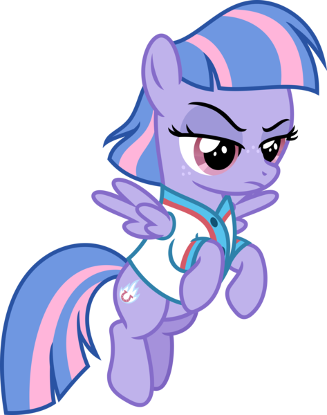 Size: 6640x8415 | Tagged: safe, artist:suramii, derpibooru import, wind sprint, pegasus, pony, common ground, absurd resolution, clothes, female, filly, flying, freckles, raised eyebrow, simple background, solo, transparent background, vector