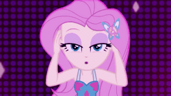 Size: 1336x752 | Tagged: safe, derpibooru import, screencap, fluttershy, equestria girls, equestria girls series, i'm on a yacht, spoiler:eqg series (season 2), adorasexy, animated, beautiful, beautisexy, close-up, cute, geode of fauna, gif, looking at you, magical geodes, neon eg logo, sexy, shyabetes, sleeveless, smiling, solo