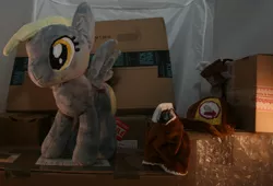 Size: 3152x2140 | Tagged: safe, artist:bastler, derpibooru import, derpy hooves, pegasus, pony, cap, clothes, female, hat, irl, mail, mailbag, mailmare, mare, package, photo, plushie, solo, uniform