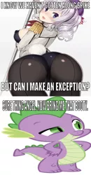 Size: 602x1158 | Tagged: angel bunny, angelspike, anime, artist:kuro chairo no neko, ass, booty had me like, breasts, bunny suit, butt, caption, clothes, crossover, crossover shipping, dat ass was fat, derpibooru import, dragon, edit, editor:undeadponysoldier, female, gay, human, humanized, human on dragon action, image macro, implied angel bunny, interspecies, kantai collection, kashima, male, not angel bunny, pole, pole dancing, shipping, spike, straight, stripper pole, suggestive, text, the ass was fat, wrong aspect ratio