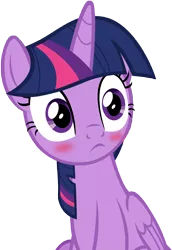 Size: 4807x6980 | Tagged: safe, artist:andoanimalia, derpibooru import, twilight sparkle, twilight sparkle (alicorn), alicorn, pony, the point of no return, absurd resolution, blushing, embarrassed, female, mare, she knows, simple background, sitting, solo, transparent background, vector