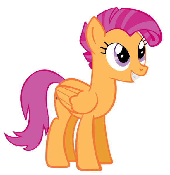 Size: 894x924 | Tagged: safe, artist:orangel8989, derpibooru import, candy mane, scootaloo, pegasus, pony, adult, female, mare, older, older scootaloo, palette swap, recolor, simple background, smiling, solo, transparent background, vector