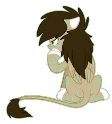 Size: 1613x1796 | Tagged: safe, artist:absolitedisaster08, derpibooru import, oc, oc:rune, unofficial characters only, pegasus, pony, brat, brown mane, female, filly, green eyes, irritated, simple background, solo, time out corner, transparent background