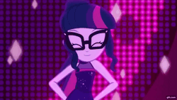 Size: 1280x720 | Tagged: safe, derpibooru import, screencap, sci-twi, twilight sparkle, equestria girls, equestria girls series, i'm on a yacht, spoiler:eqg series (season 2), adorasexy, animated, cute, dancing, eyes closed, gif, hips, neon eg logo, sexy, sleeveless, solo, stupid sexy sci-twi, swaying hips, twiabetes