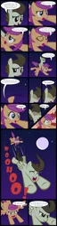 Size: 2500x9800 | Tagged: safe, artist:magerblutooth, derpibooru import, pound cake, scootaloo, pegasus, pony, alternate cutie mark, comic, crying, moon, older, scootaloo can fly, tears of joy