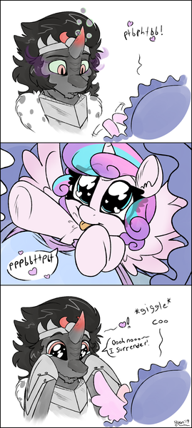 Size: 881x1962 | Tagged: safe, artist:skoon, derpibooru import, king sombra, princess flurry heart, alicorn, pony, unicorn, the beginning of the end, :p, a better ending for sombra, alternate scenario, alternate timeline, awesome, baby, blanket, comic, cute, daaaaaaaaaaaw, dialogue, fluffy, flurrybetes, funny, good end, heart, heart eyes, hoofy-kicks, how it should have ended, looking at each other, nuclear cuteness, on back, onomatopoeia, out of character, pale color, raspberry, raspberry noise, reaching, simple background, smiling, soft color, sombradorable, speech bubble, spread wings, stroller, teary eyes, tongue out, underhoof, weapons-grade cute, wingding eyes, wings