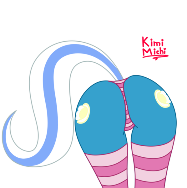 Size: 600x602 | Tagged: suggestive, artist:kimimichi, derpibooru import, oc, oc:fleurbelle, unofficial characters only, alicorn, pony, alicorn oc, butt, clothes, female, flank, horn, mare, pink underwear, plot, socks, striped socks, striped underwear, underwear, wings