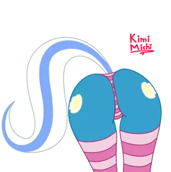 Size: 600x602 | Tagged: suggestive, artist:kimimichi, derpibooru import, oc, oc:fleurbelle, unofficial characters only, alicorn, pony, alicorn oc, butt, clothes, female, flank, horn, mare, pink underwear, plot, socks, striped socks, striped underwear, underwear, wings