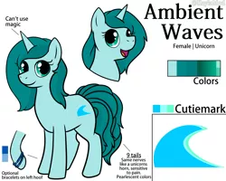 Size: 1280x1024 | Tagged: safe, artist:kaylamod, derpibooru import, oc, oc:ambient waves, unofficial characters only, pony, unicorn, kitsune, multiple tails, multitail, reference sheet, simple background, solo, white background