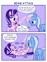Size: 1600x2120 | Tagged: safe, artist:sazanamibd, derpibooru import, starlight glimmer, trixie, pony, unicorn, magic duel, adorable distress, belly up, butt, comedy, comic, crying, cute, cuteness overload, daaaaaaaaaaaw, diatrixes, female, glimmerbetes, great and powerful, laser beam, laughing, lesbian, magic, mare, mischievous grin, on the floor, one eye closed, plot, reference, rolling around, shipping, smiling, startrix, tears of laughter, tickle torture, tickling, ticklish tummy, wince