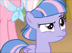 Size: 1273x954 | Tagged: safe, derpibooru import, screencap, clear sky, wind sprint, pegasus, pony, common ground, cropped, female, filly, foal, offscreen character, raised eyebrow, solo focus