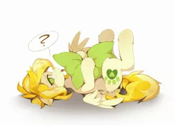 Size: 2480x1787 | Tagged: safe, artist:share dast, derpibooru import, oc, oc:dandelion blossom, pegasus, pony, :p, pillow, question mark, solo, tongue out