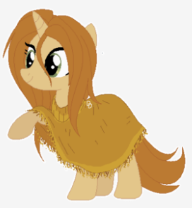 Size: 272x295 | Tagged: safe, derpibooru import, oc, oc:autumn amber, unofficial characters only, pony, unicorn, clothes, female, mare, poncho, raised hoof, simple background, solo, white background