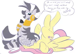 Size: 1550x1125 | Tagged: suggestive, artist:kidkaizer, derpibooru import, edit, editor:rozyfly10, fluttershy, zecora, pegasus, pony, zebra, ass, butt, butt pillow, face down ass up, faceful of ass, facesitting, female, flutterseat, jewelry, lesbian, plot, prize on the eyes, recolor, ring, seat, shipping, shycora, simple background, sitting, sitting on, sitting on person, sitting on pony, slave, the ass was fat, these aren't my glasses, white background