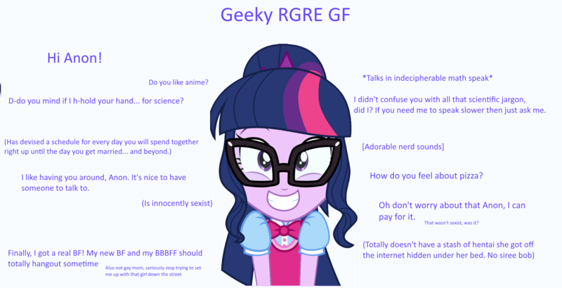 Size: 2000x1024 | Tagged: safe, derpibooru import, edit, sci-twi, twilight sparkle, equestria girls, adorkable, blatant lies, cute, dork, hi anon, ideal gf, meme, reversed gender roles equestria, smiling, text, twiabetes