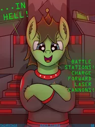 Size: 3024x4032 | Tagged: safe, artist:tacomytaco, derpibooru import, oc, oc:captain conray, unofficial characters only, earth pony, pony, comic:space floofs, bipedal, bridge, clothes, comic, comic page, crossed arms, male, pants, shirt, solo, text, uniform