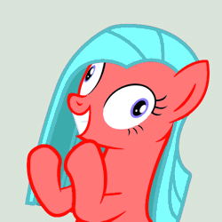 Size: 500x500 | Tagged: safe, derpibooru import, edit, editor:undeadponysoldier, oc, oc:echristian, unofficial characters only, earth pony, pony, adorable face, alternate hairstyle, animated, clapping, contemplating insanity, cute, derp, female, mare, recolor, shrunken pupils, simple background, smiling, solo, white background
