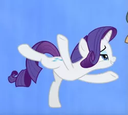 Size: 527x474 | Tagged: safe, derpibooru import, screencap, rarity, yona, pony, unicorn, yak, she's all yak, arabesque, cropped, female, fit right in, lidded eyes, mare, offscreen character, pose, smiling, smirk, solo