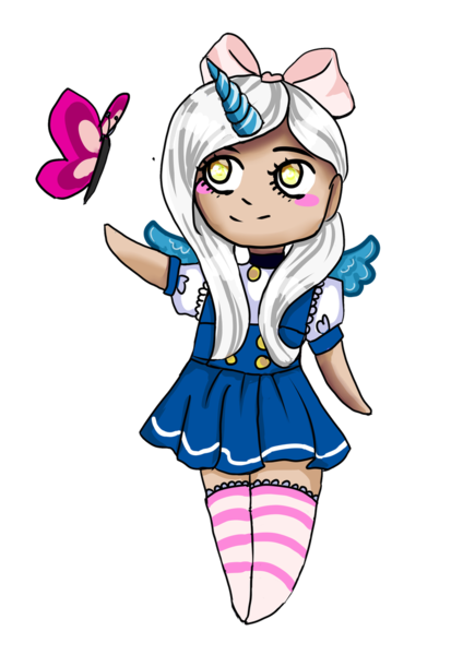 Size: 751x1063 | Tagged: alicorn, alicorn oc, anthro, artist:claritycat17, bow, butterfly, clothes, derpibooru import, female, hair bow, horn, mare, oc, oc:fleurbelle, ribbon, safe, simple background, socks, solo, striped socks, transparent background, unofficial characters only, wings