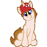 Size: 150x150 | Tagged: safe, artist:moonlightfan, derpibooru import, oc, oc:white shield, pony, unicorn, cap, hat, pixel art, solo