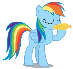 Size: 4500x4250 | Tagged: safe, artist:mrlolcats17, derpibooru import, rainbow dash, pegasus, pony, absurd resolution, chewing, corn, eating, eyes closed, female, food, hoof hold, hooves, mare, simple background, solo, transparent background, vector, wings