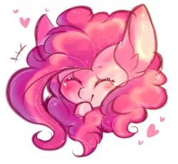 Size: 493x453 | Tagged: safe, artist:dddreamdraw, derpibooru import, pinkie pie, earth pony, pony, blushing, bust, cute, diapinkes, ear fluff, eyes closed, female, head only, heart, mare, simple background, smiling, solo, white background