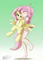 Size: 2922x4095 | Tagged: suggestive, alternate version, artist:jeglegator, derpibooru import, fluttershy, human, pegasus, pony, equestria girls, blushing, cheek squish, cute, cutie mark on human, eyes closed, female, floating heart, happy, heart, holding a pony, hug, human ponidox, mare, multiple variants, naked hug, nudity, one eye closed, self ponidox, show accurate clothing, shyabetes, smiling, squishy cheeks, strategically covered
