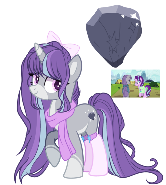 Size: 2700x3000 | Tagged: safe, artist:gihhbloonde, derpibooru import, maud pie, starlight glimmer, oc, pony, unicorn, bow, clothes, cutie mark, female, hair bow, lesbian, magical lesbian spawn, mare, offspring, parent:maud pie, parent:starlight glimmer, parents:starmaud, pink socks, scarf, shipping, simple background, socks, socks (coat marking), starmaud, transparent background