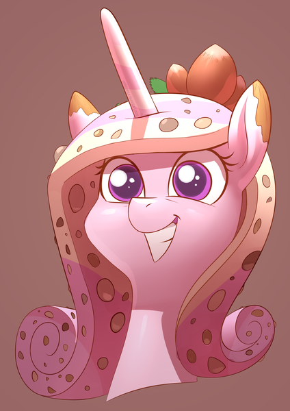Size: 2480x3508 | Tagged: safe, artist:underpable, derpibooru import, princess cadance, ponified, candy pony, food pony, original species, pony, candy, female, food, grin, nougat, nuts, smiling