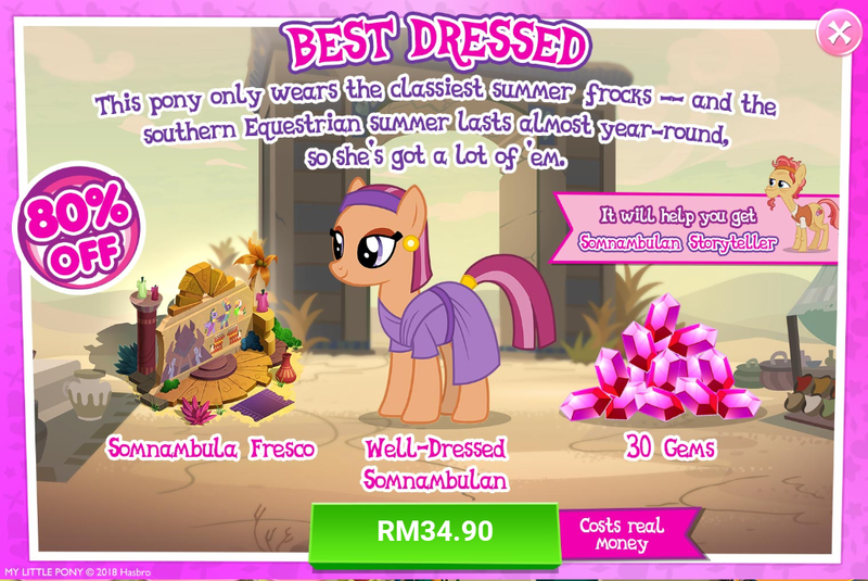 Size: 1037x693 | Tagged: safe, derpibooru import, official, cactus fruit, earth pony, pony, advertisement, clothes, costs real money, dress, female, fresco, gameloft, gem, mare, sale, somnambula resident