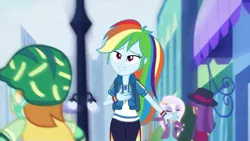 Size: 1080x607 | Tagged: safe, derpibooru import, screencap, fleur-de-lis, gallop j. fry, rainbow dash, equestria girls, equestria girls series, run to break free, spoiler:eqg series (season 2), beautiful, cute, dashabetes, female, geode of super speed, magical geodes, singing, slow motion, solo