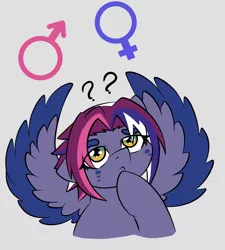 Size: 1080x1198 | Tagged: safe, artist:jolliapplegirl, derpibooru import, oc, oc:nova c. flare, pegasus, pony, eye scar, female, headcanon, magical lesbian spawn, mare, next generation, offspring, parent:tempest shadow, parent:twilight sparkle, parents:tempestlight, scar, solo