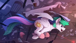 Size: 2450x1390 | Tagged: safe, artist:yakovlev-vad, derpibooru import, princess celestia, alicorn, cat, pony, behaving like a cat, broken glass, catlestia, chase, chest fluff, clothes, cute, cutelestia, destruction, ear fluff, eye clipping through hair, eyes on the prize, female, fluffy, flying, gotta go fast, hoof fluff, horn, horn impalement, laser, laser pointer, leg fluff, majestic as fuck, mare, missing accessory, neck fluff, open mouth, profile, property damage, running, shoulder fluff, sidemouth, sillestia, silly, slippers, smiling, solo, spread wings, table, wing fluff, wings